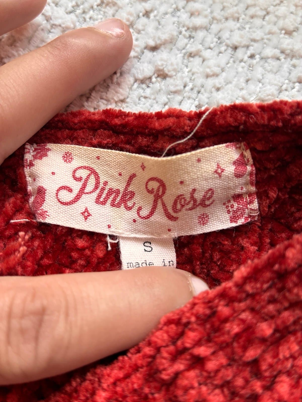 Pink Rose Burnt Orange Chenille Knit Dolman Sweater Women’s Small Cozy Soft - Thumbnail 2