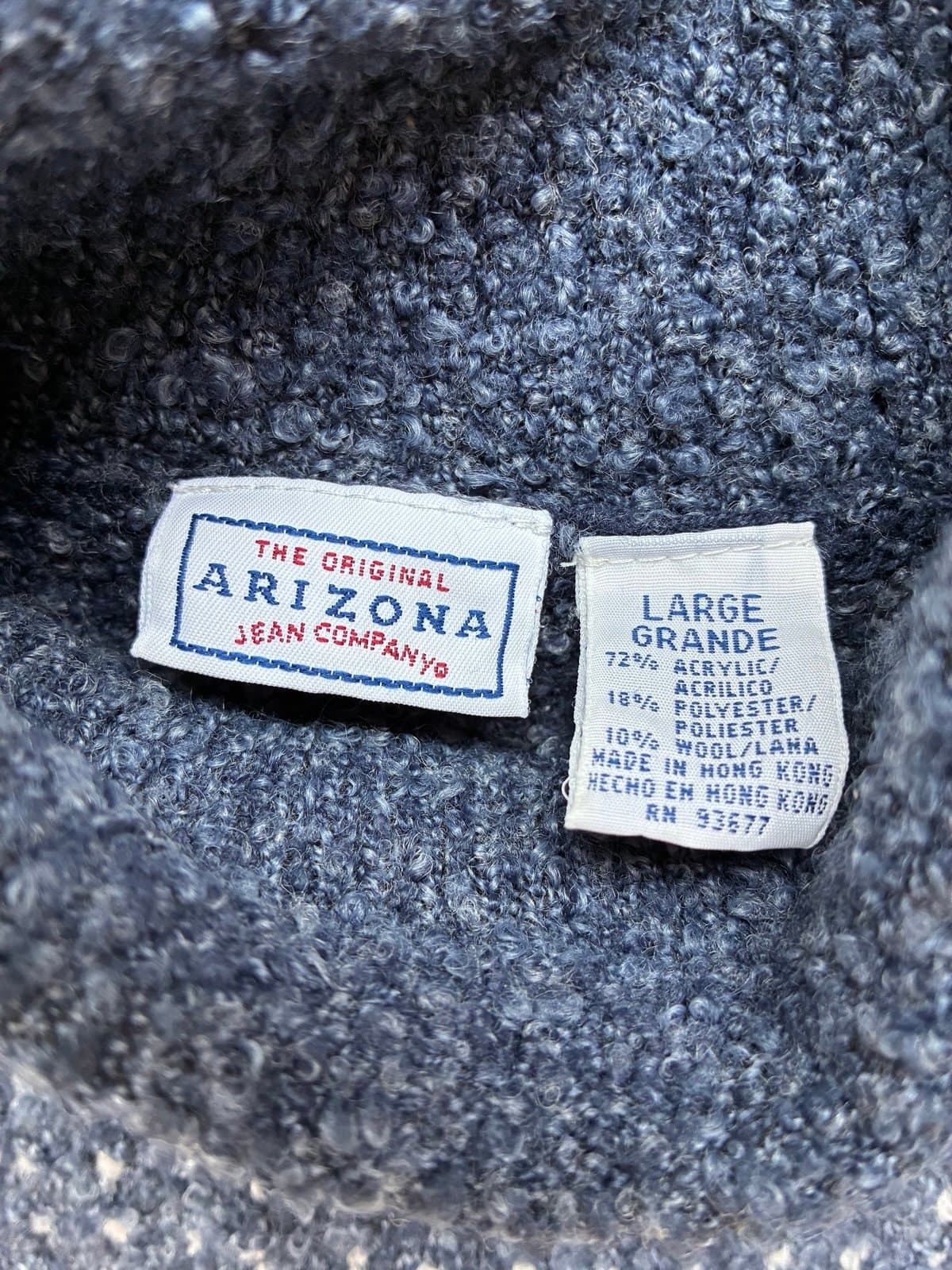 Arizona Jean Company Fair Isle Turtleneck Sweater Women’s Large Blue Gray Wool B - Thumbnail 2
