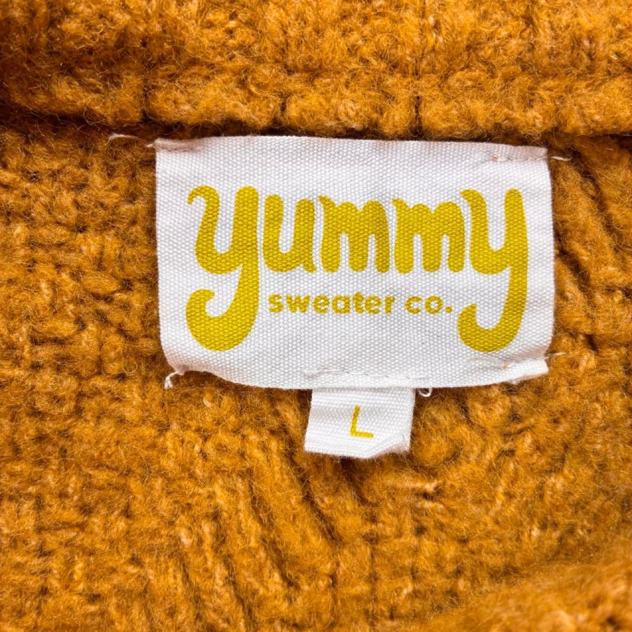 Yummy Sweater Co Mustard Yellow Cable Knit Sweater Sz Large Cozy Chunky Pullover - Thumbnail 2
