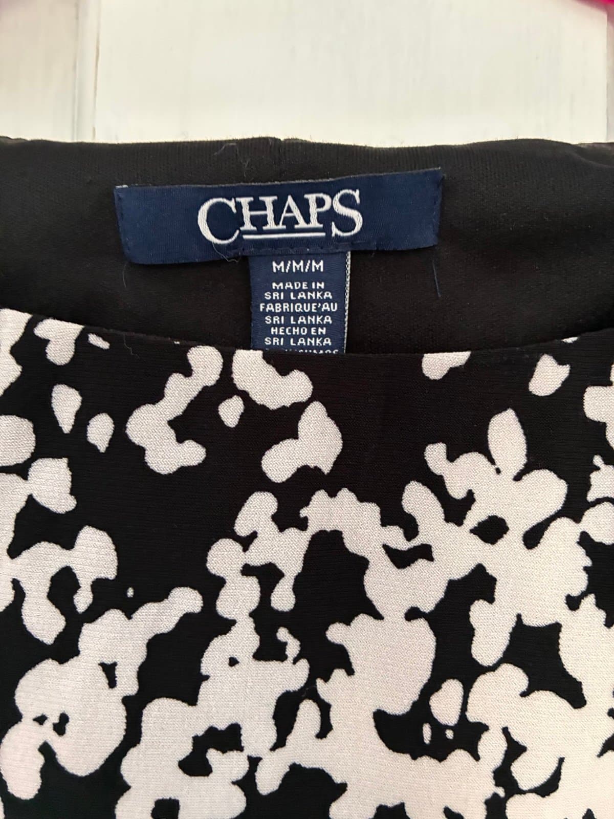 Chaps Black & White Ruched Sheath Dress – Women’s Medium - Thumbnail 2