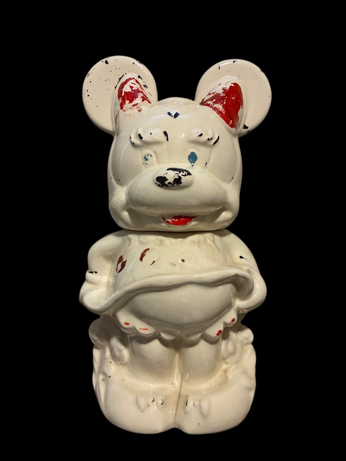 Vintage Mickey Minnie Mouse Ceramic Cookie Jar – Hand-Painted, Mid-Century - Thumbnail 2
