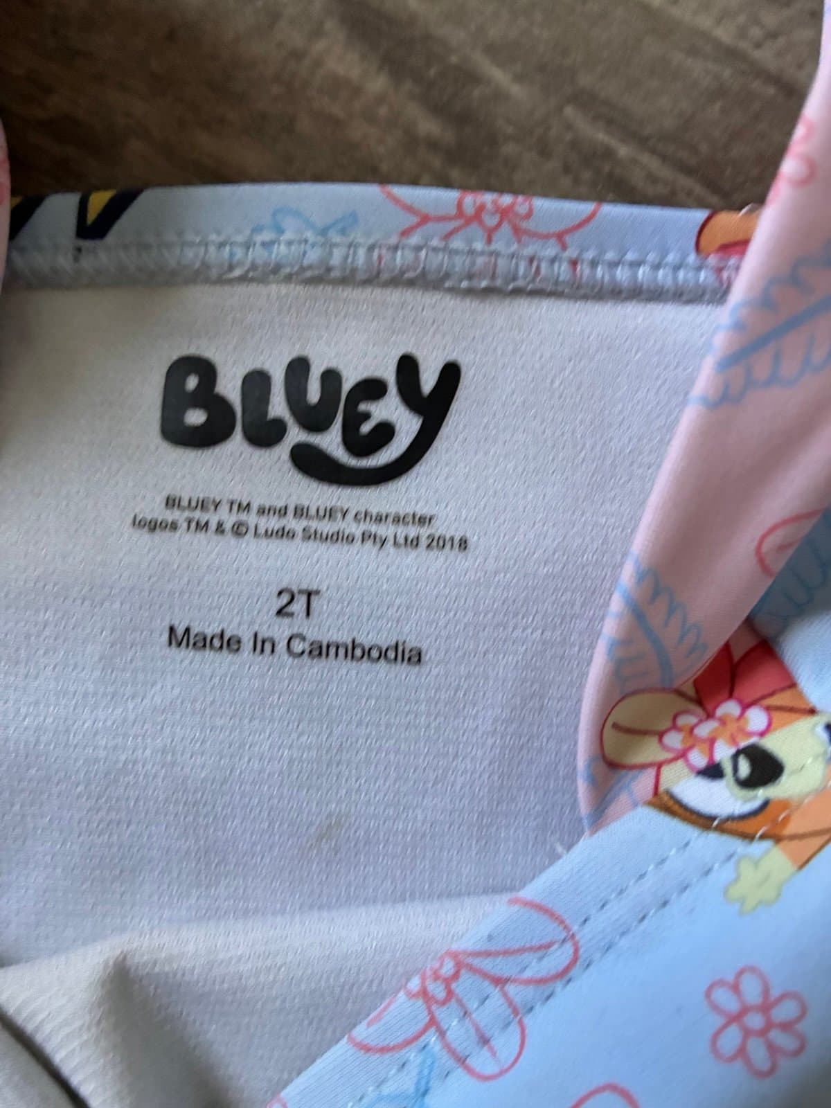 Bluey Floral Puff Sleeve Swimsuit One Piece Size 2T Girls Swimwear Excellent - Thumbnail 2