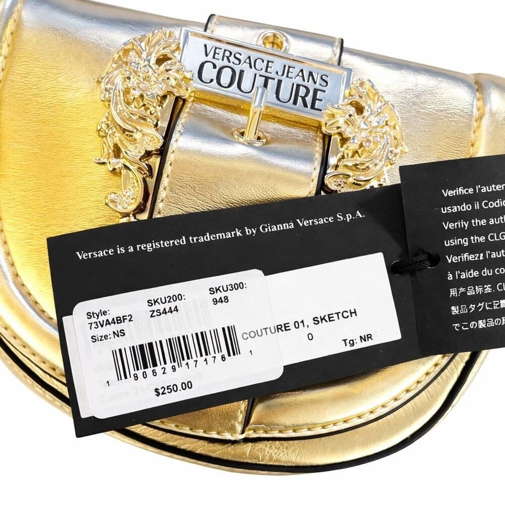 NWT Versace Jeans Couture Gold Metallic Crossbody Bag w/ Baroque Lion Hardware - Thumbnail 3