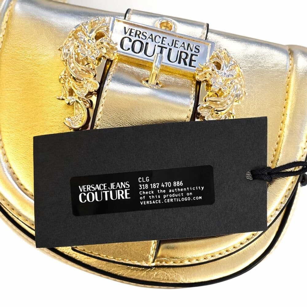 NWT Versace Jeans Couture Gold Metallic Crossbody Bag w/ Baroque Lion Hardware - Thumbnail 2