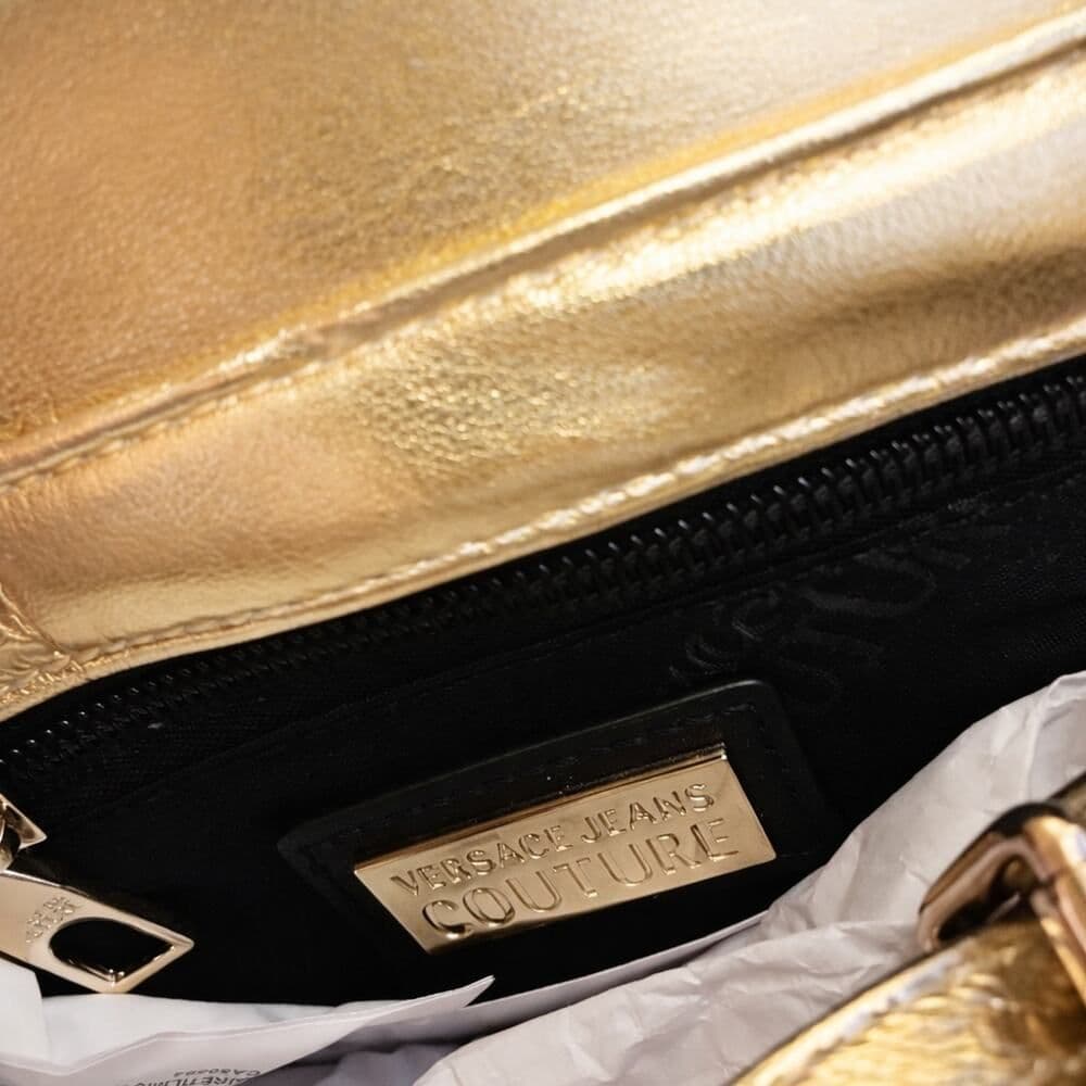 NWT Versace Jeans Couture Gold Metallic Crossbody Bag w/ Baroque Lion Hardware - Thumbnail 5