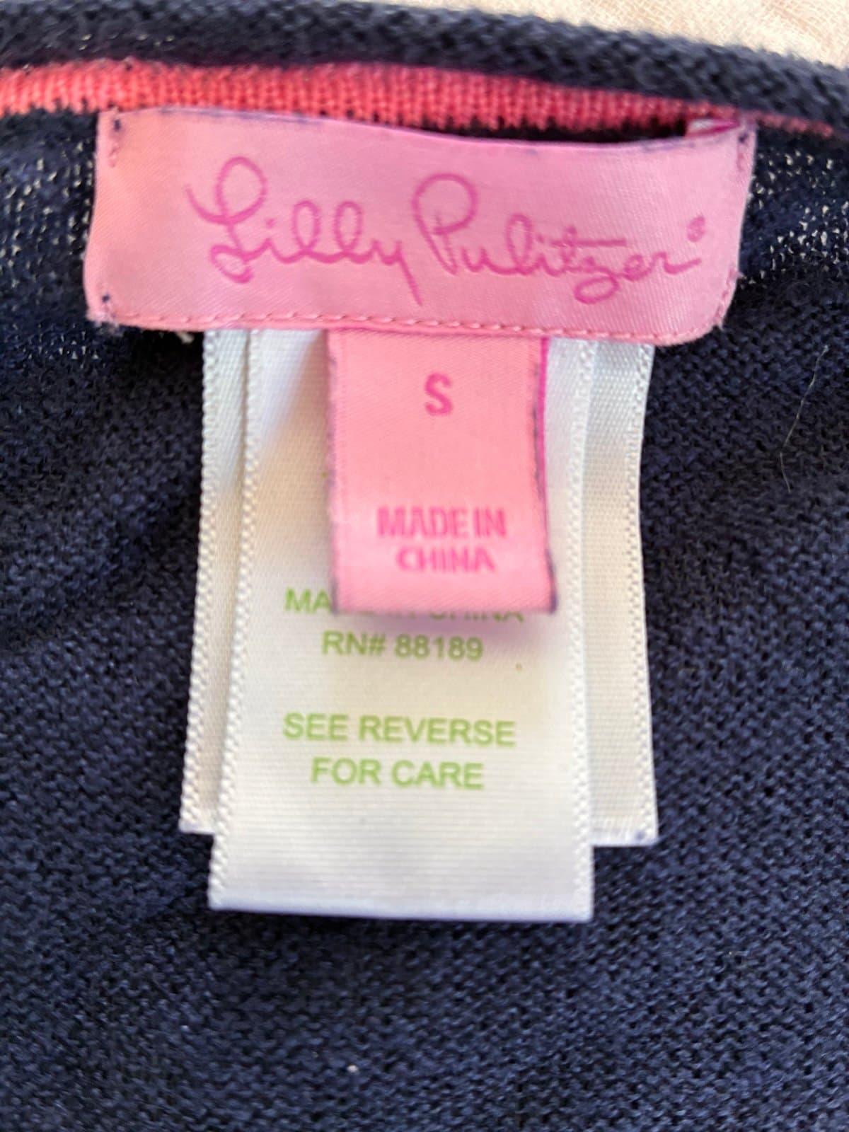 Lilly Pulitzer Navy V-Neck Side Button Sweater Size Small Preppy Coastal Chic - Thumbnail 2