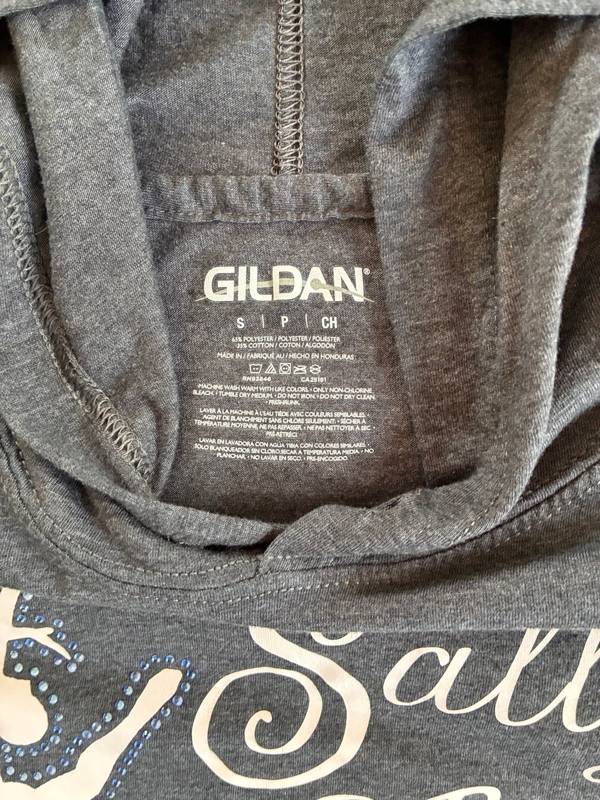 Sally Ann’s Dance Company Hooded Long Sleeve Shirt Size Small Gray Dance Studio - Thumbnail 2