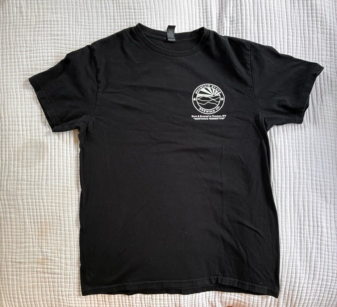 Mountain State Brewing Co. T-Shirt – Medium – Crisp Black Gildan Softstyle - Thumbnail 2
