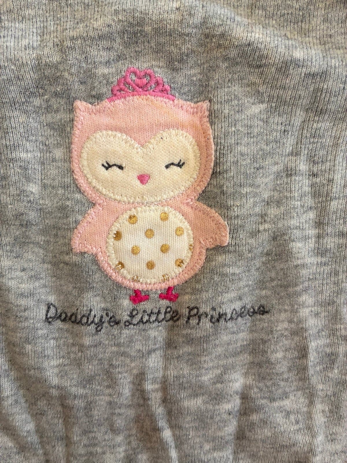 Carter’s Just One You 3M Gray Owl “Daddy’s Little Princess” Long Sleeve Bodysuit - Thumbnail 2