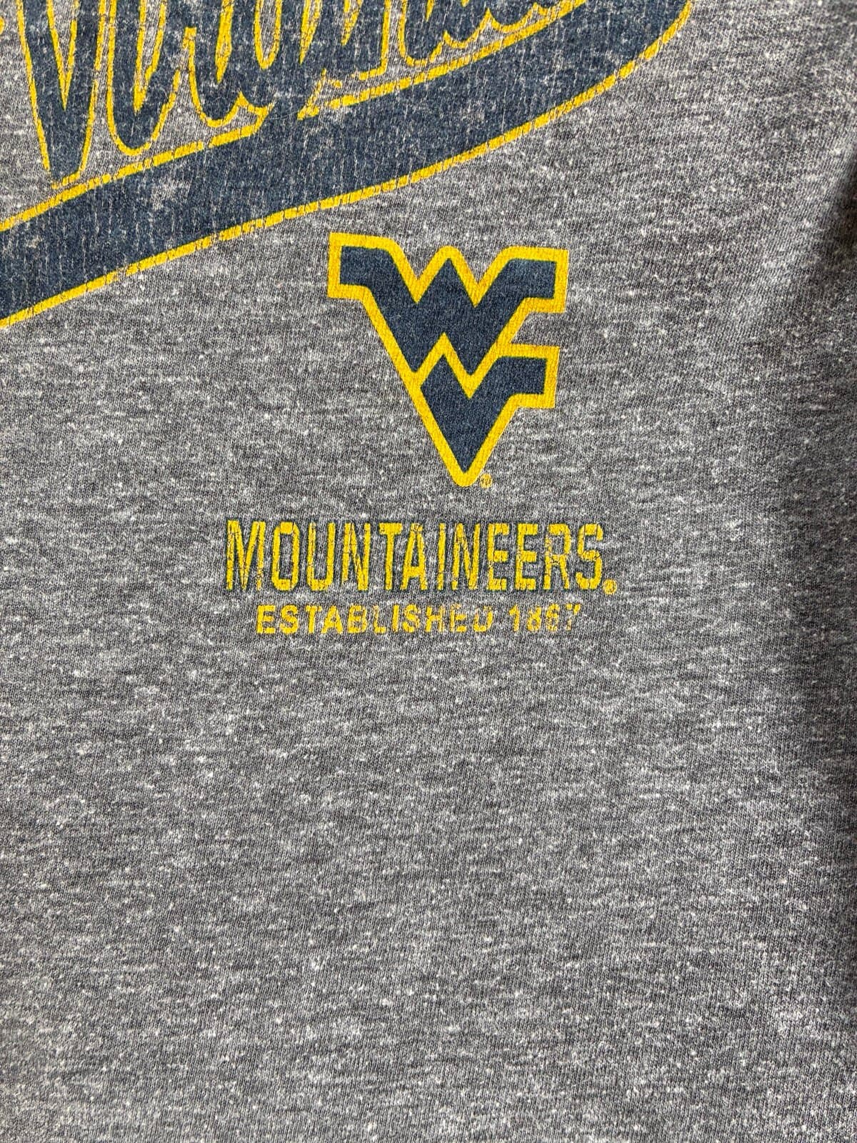 WVU West Virginia Mountaineers Blue 84 Women’s V-Neck T-Shirt Size Small Gray - Thumbnail 3