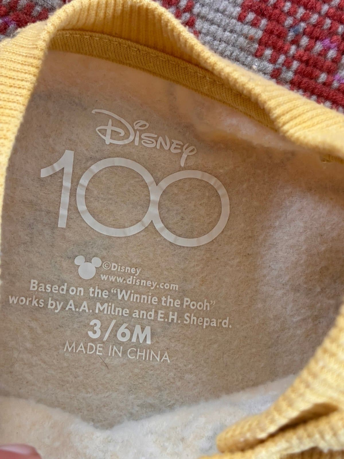 Disney 100 BodySuit Size 3/6M Yellow Character Print Pooh, Mickey, Minnie & More - Thumbnail 2