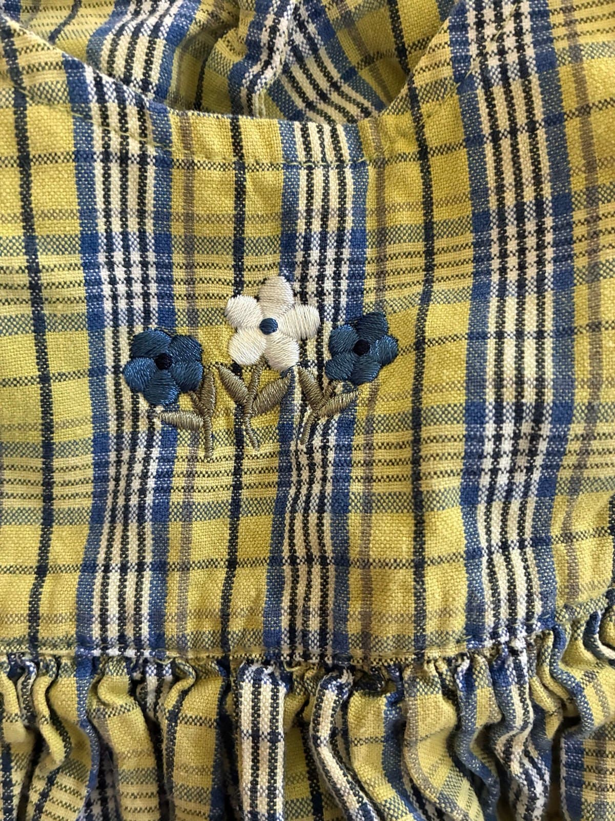 Vintage The Children’s Place Plaid Baby Dress 3-6 Months Embroidered Cottagecore - Thumbnail 2