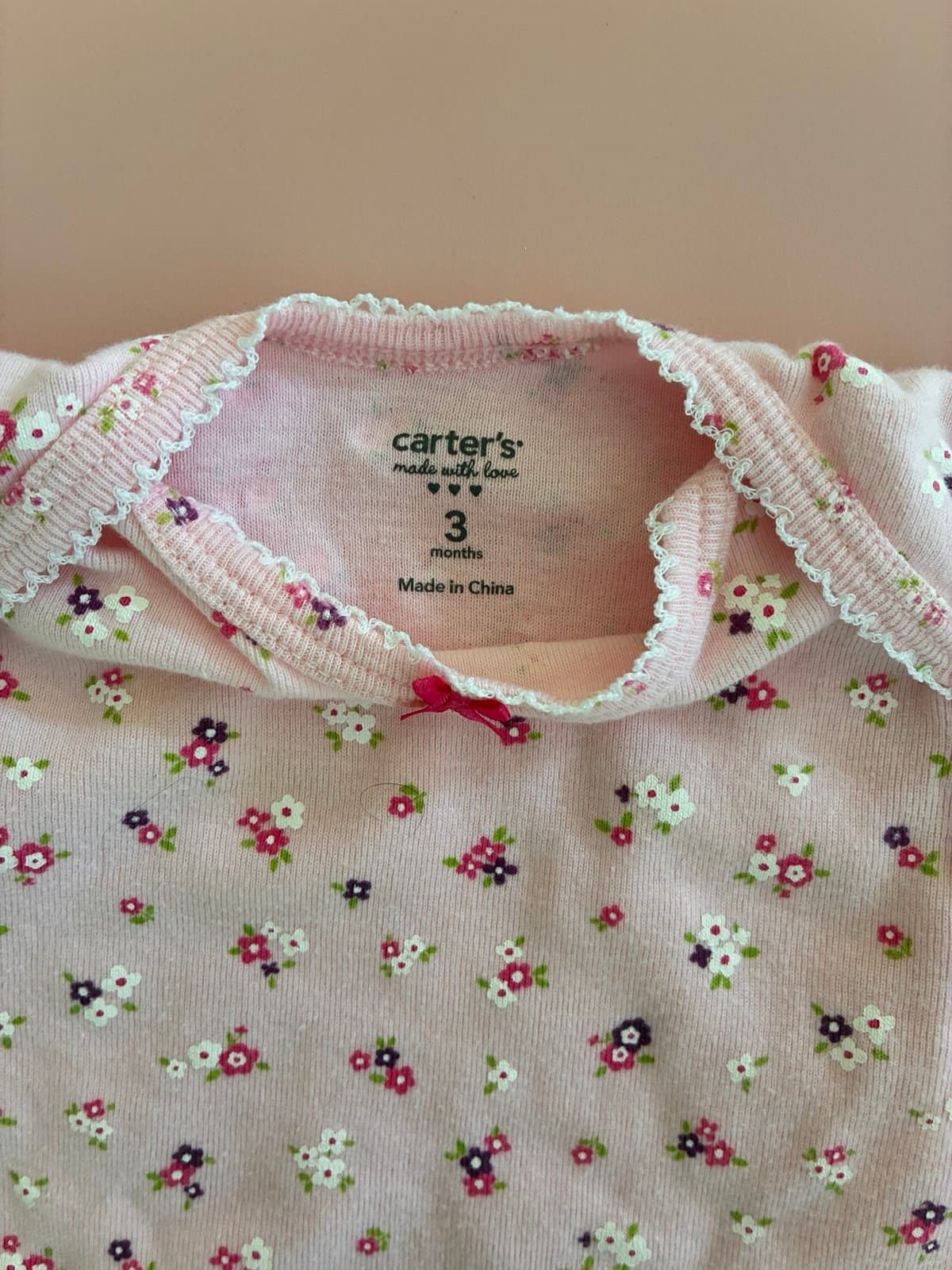 Carter’s Baby Girl Cottagecore Pink Floral Long Sleeve Bodysuit 3M - Thumbnail 2