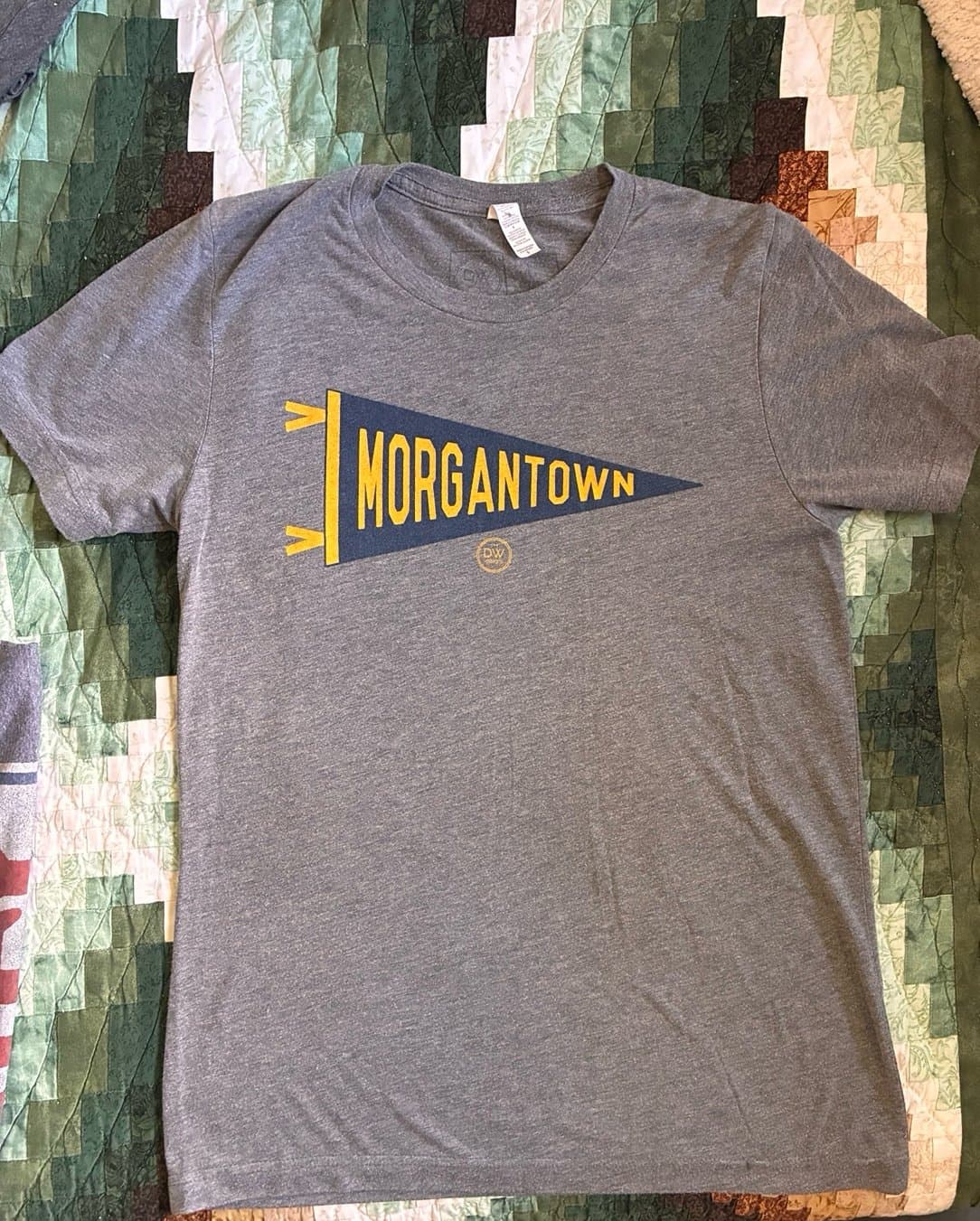 Vintage-style Morgantown WV Pennant Graphic Tee – Size Small – Gray Tri Blend - Thumbnail 2