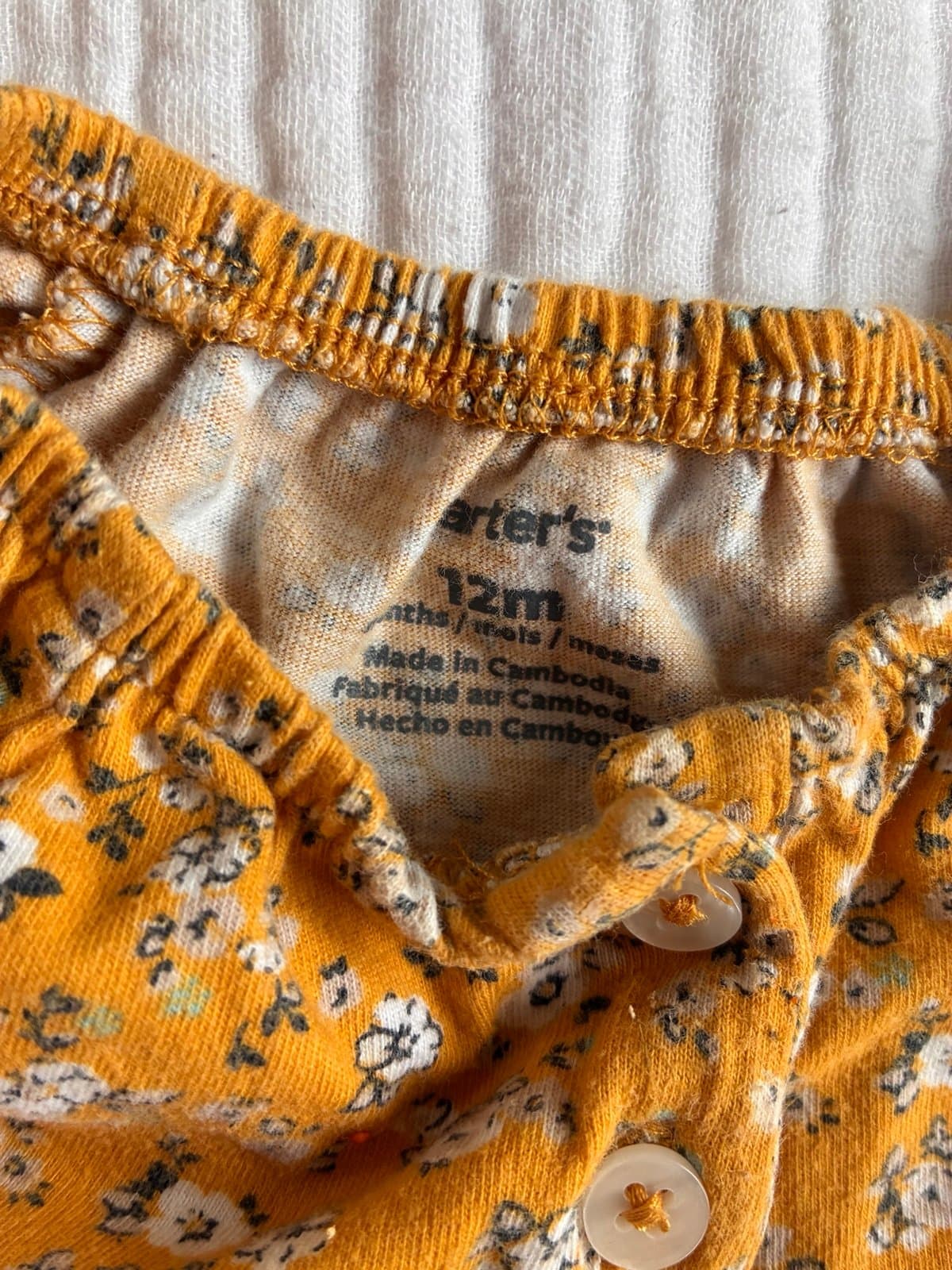 Carter’s Mustard Yellow Floral Romper 12M | Boho Baby Girl Outfit - Thumbnail 2