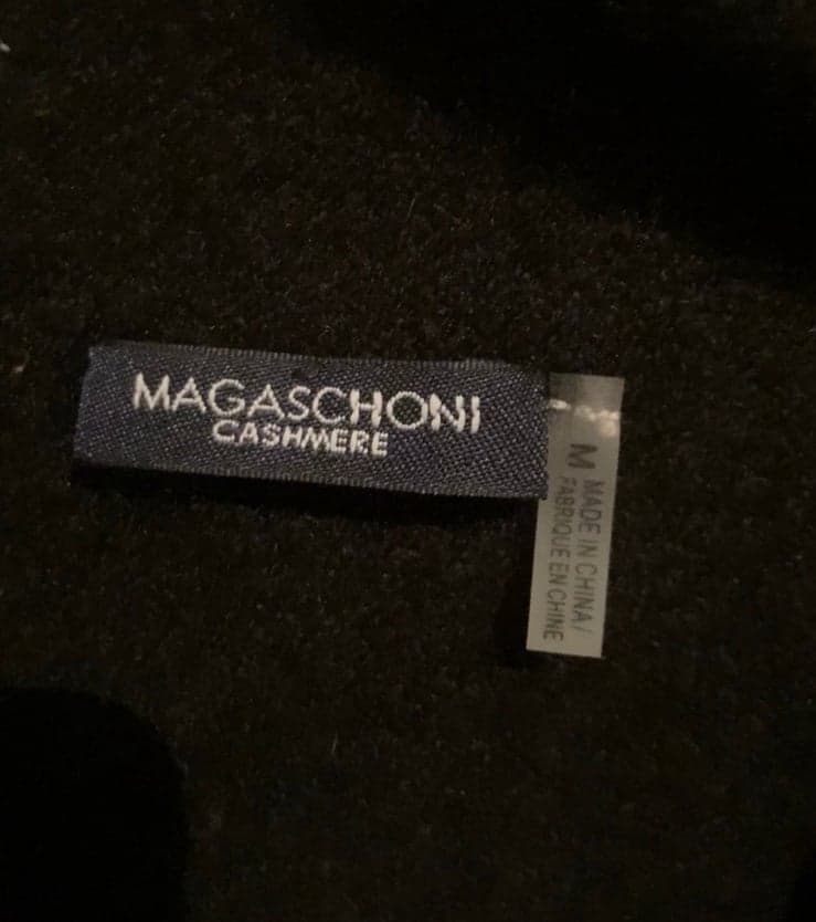Magaschoni Cashmere Women’s Sweater Size M Black Cowl Neck Nordic Pattern Trim - Thumbnail 4