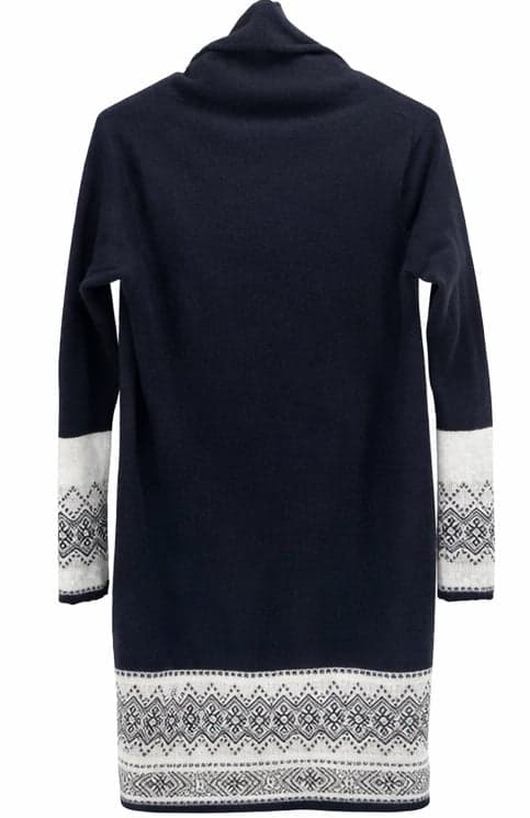 Magaschoni Cashmere Women’s Sweater Size M Black Cowl Neck Nordic Pattern Trim - Thumbnail 2