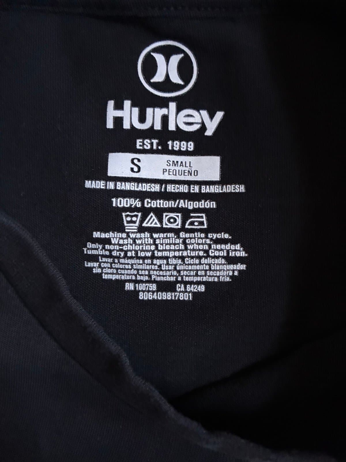 Hurley Eagle Graphic Tee – Men’s Small Black Short Sleeve Surf Skate Streetwear - Thumbnail 3