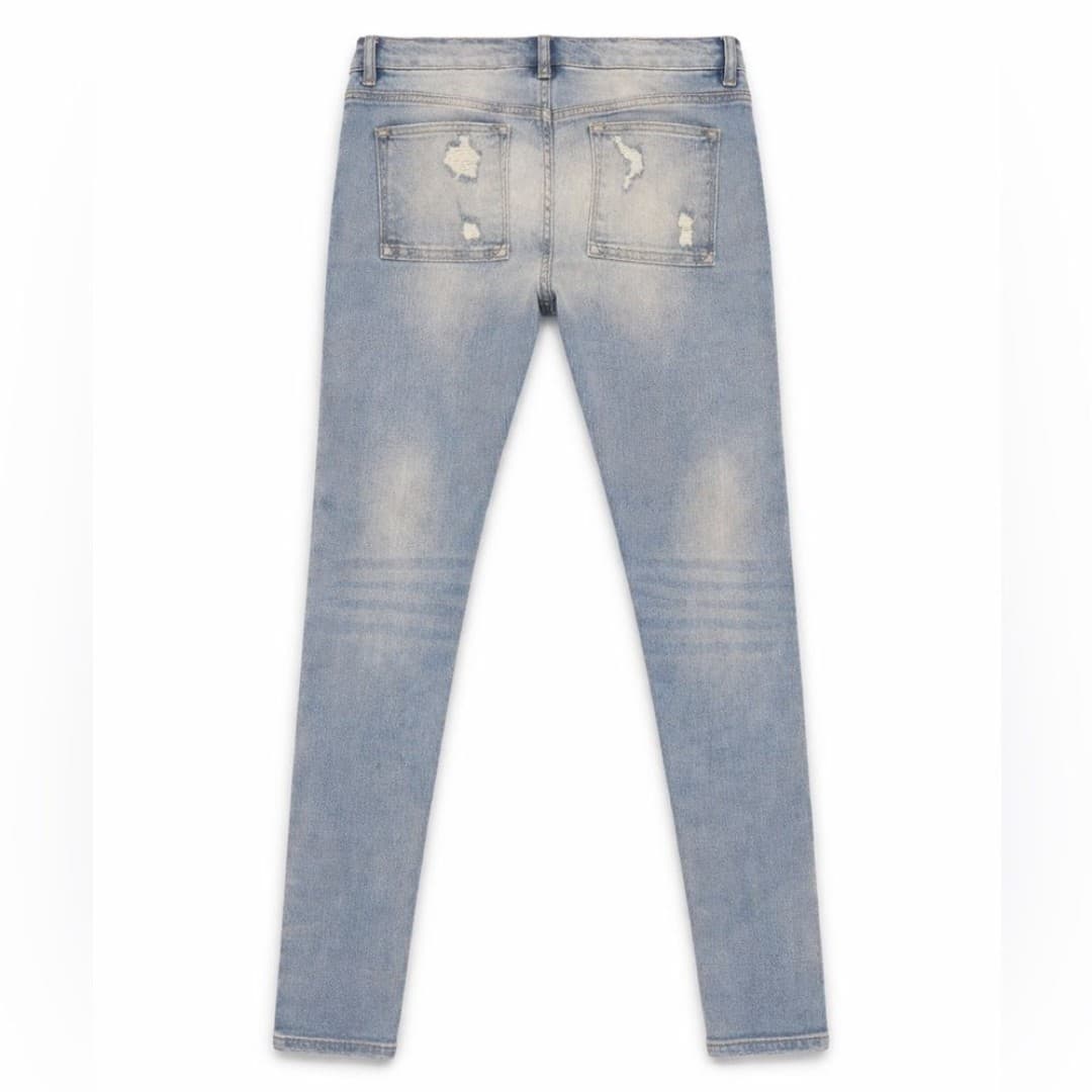 KanCan Signature Mid-Rise Skinny Jeans Size 28 Light Wash Distressed Button Fly - Thumbnail 2