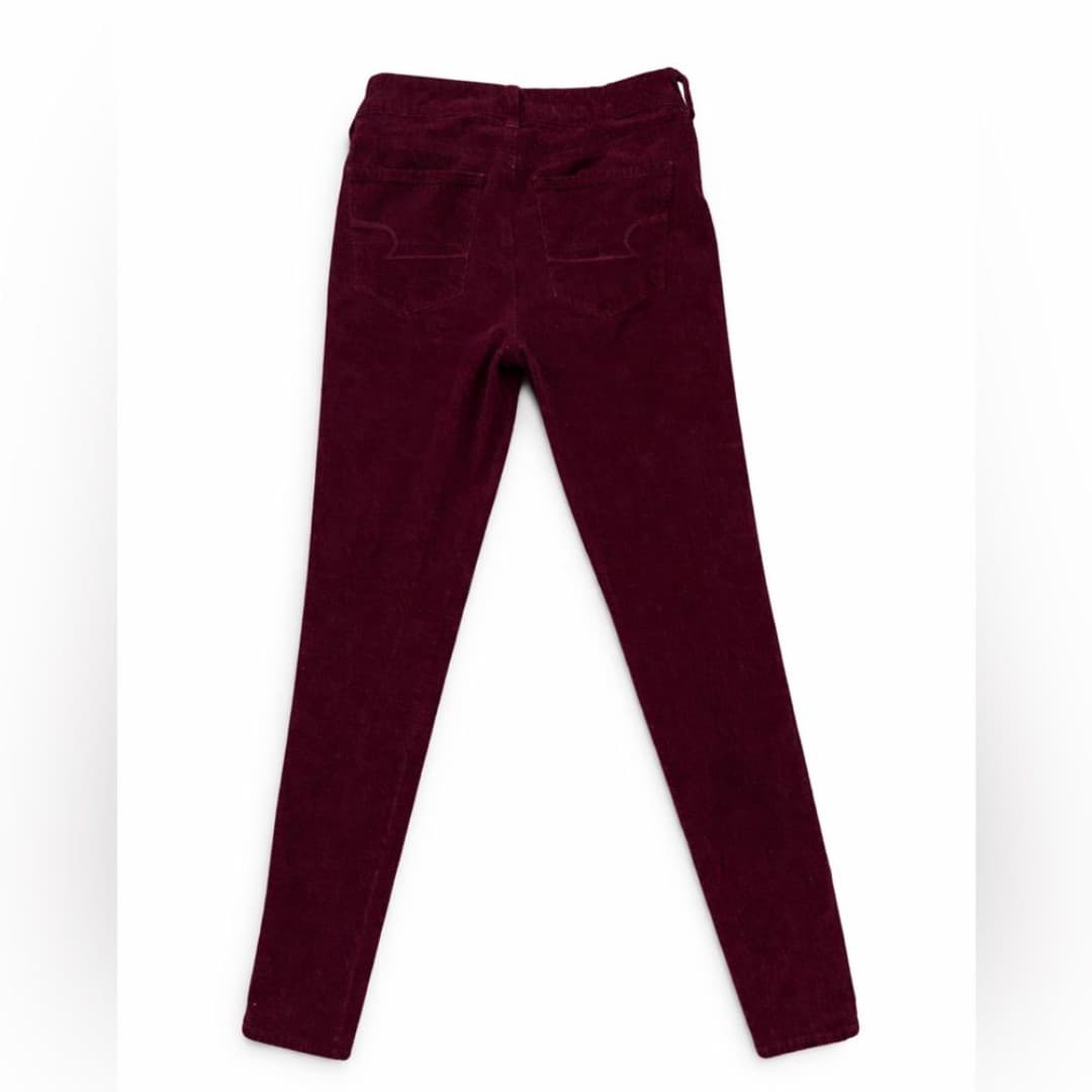 American Eagle Hi-Rise Jegging Corduroy Pants Women’s 4 Long Burgundy Skinny - Thumbnail 2