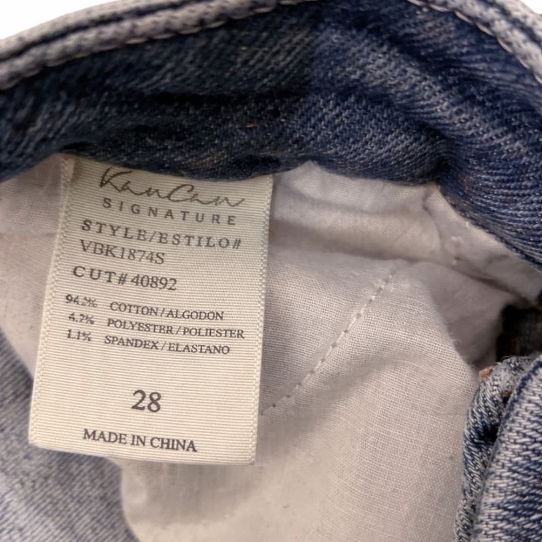 KanCan Signature Mid-Rise Skinny Jeans Size 28 Light Wash Distressed Button Fly - Thumbnail 4