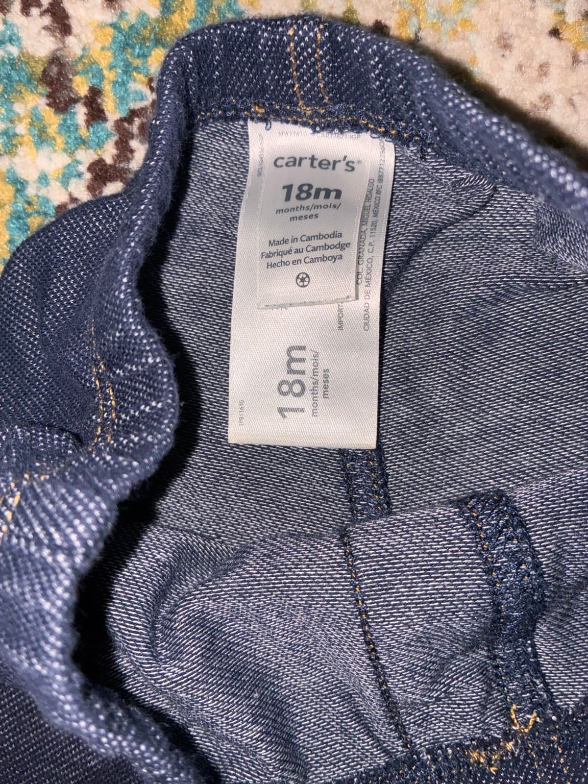 Carter’s Baby Jeggings Pants 18M Denim Look Stretch Pull-On Blue Jeans Toddler - Thumbnail 2