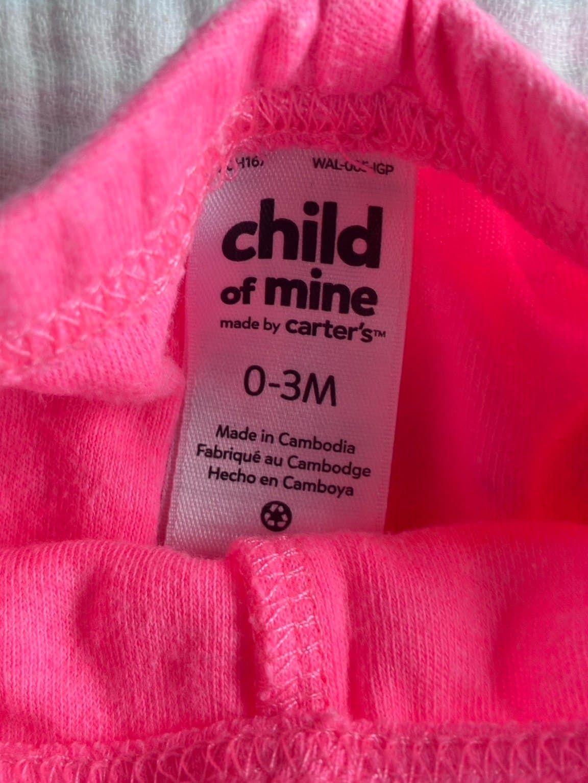 Carters Child of Mine Bright Neon Pink Baby Leggings – Size 0-3M - Thumbnail 2