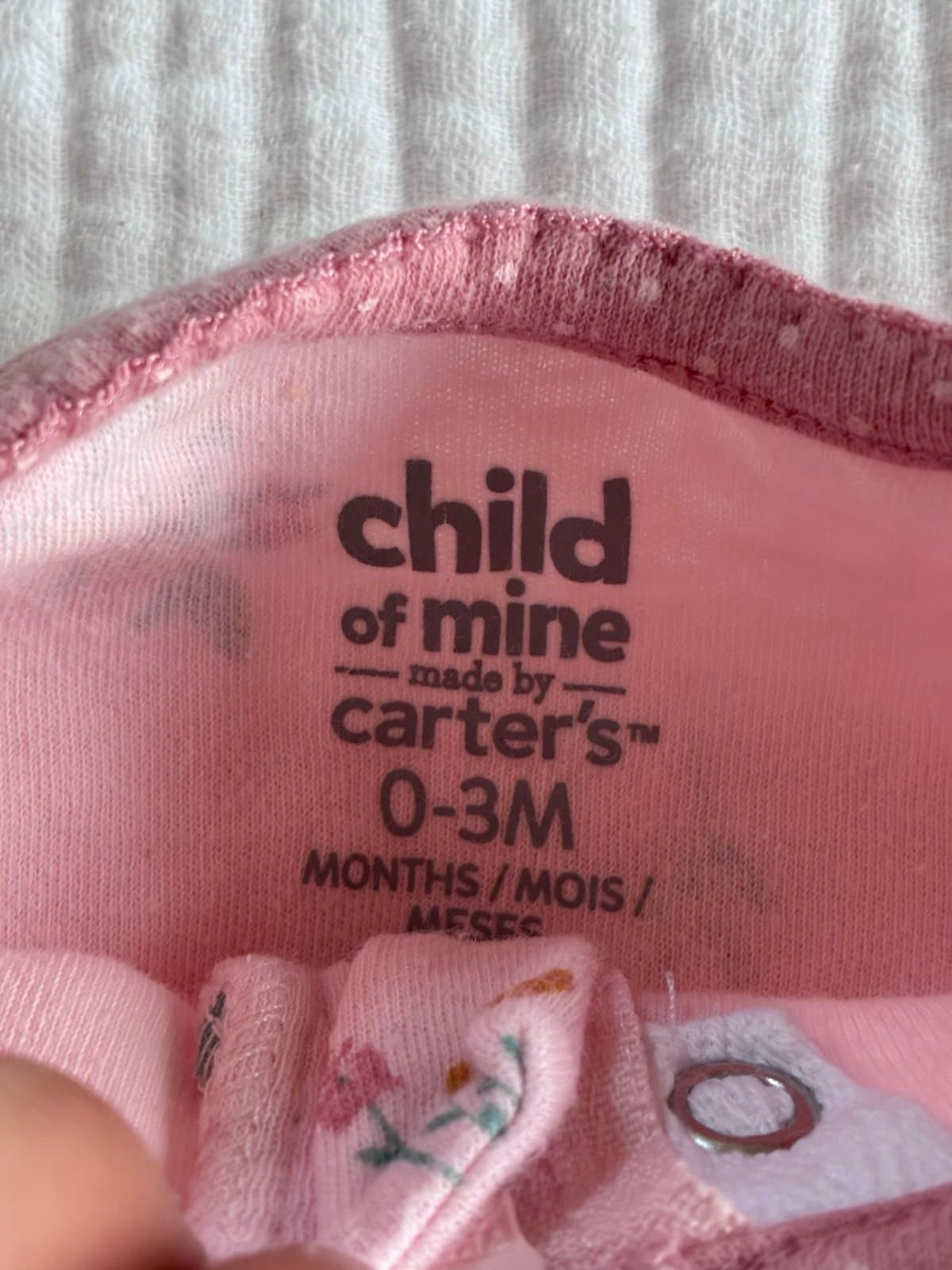 100% Cotton Carter’s Child of Mine Pink Floral Footed Sleeper Girl 0–3 Months - Thumbnail 2