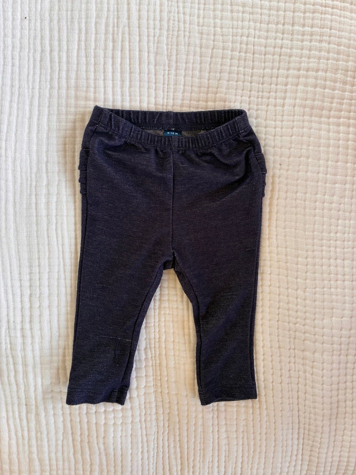 Boutique Baby Girl Ruffle Leggings 6-12M Dark Denim Look Soft Stretch Pants - Thumbnail 2