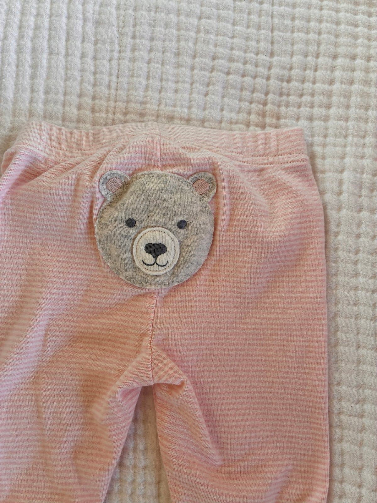 Carter’s 6M Pink Striped Bear Bum Leggings Baby Girl Just One You - Thumbnail 2