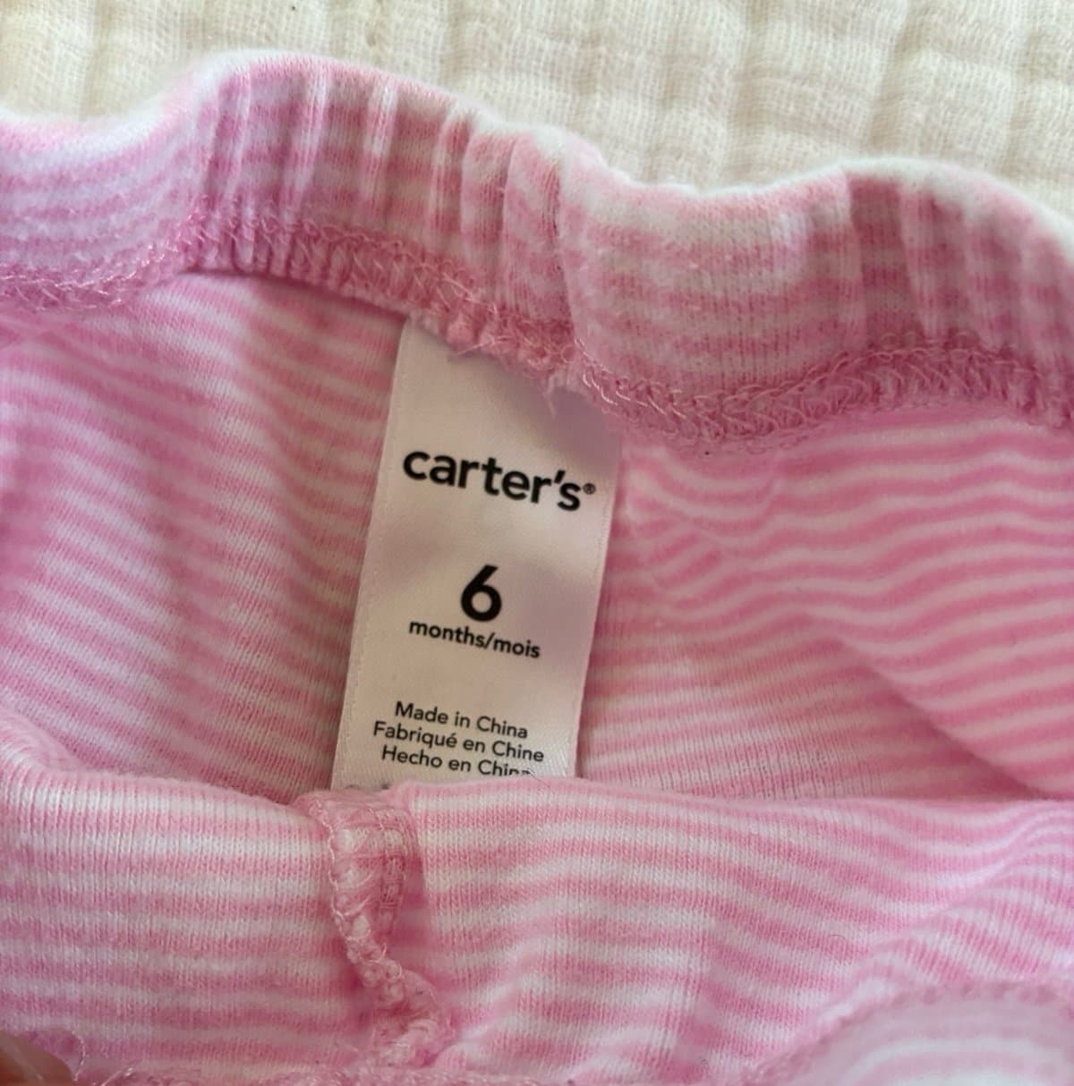Carter’s 6M Pink Striped Footed Pants Flamingo Feet Baby Girl Pajama Bottoms - Thumbnail 2