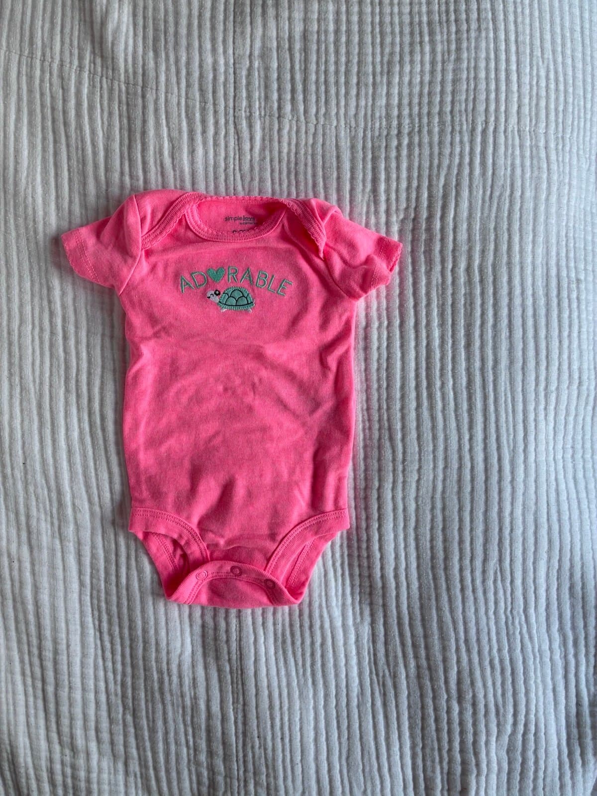 Simple Joys by Carter’s “Adorable” Turtle Onesie | 0-3 Months | Neon Hot Pink - Thumbnail 2