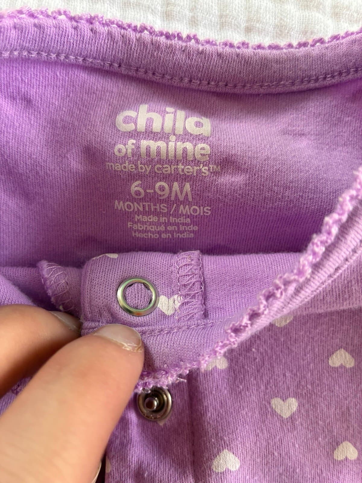 Carter’s Child of Mine 6-9M Purple Heart Giraffe Footed Sleeper Baby Girl Pajama - Thumbnail 2
