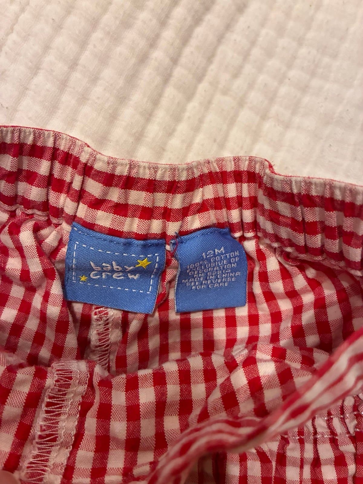 Baby Crew 12M Red Gingham Shorts Girls Summer Bow Ruffle Pocket Cotton Cute Outf - Thumbnail 2