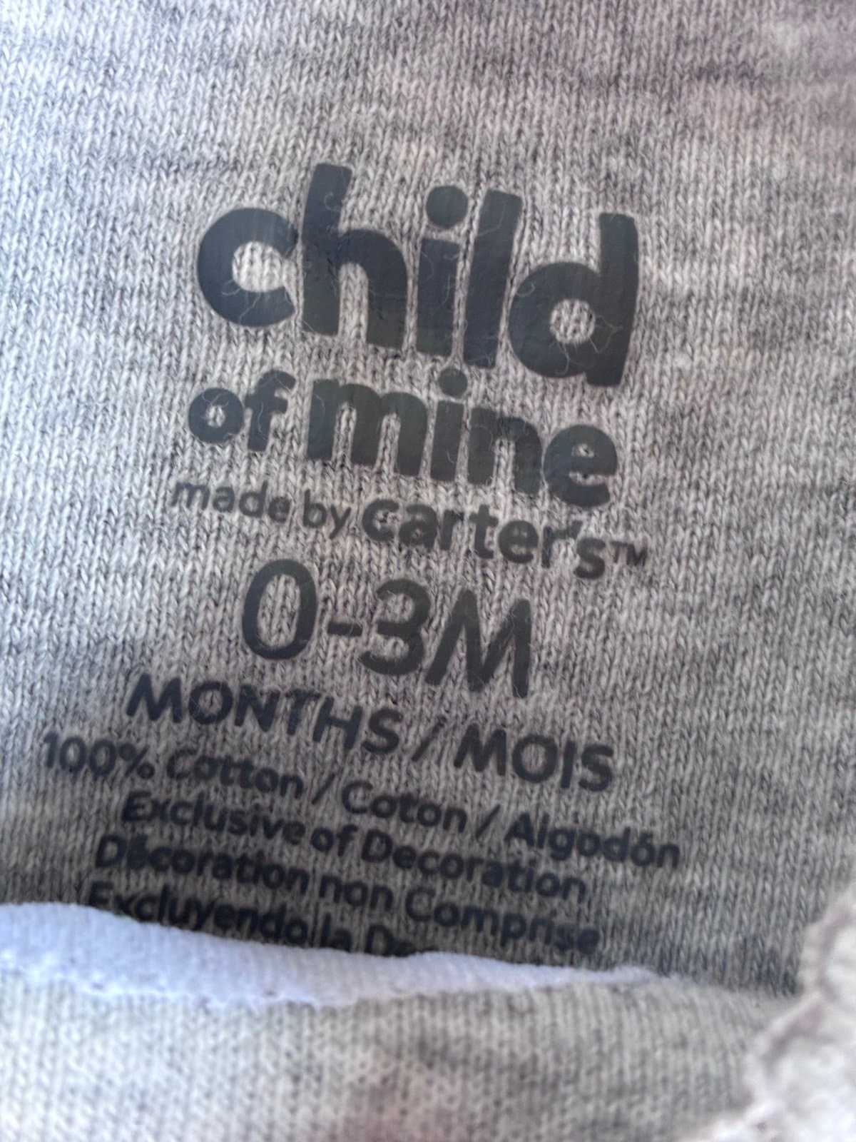 Carter’s Child of Mine Gray Onesie Bodysuit with Light Mint Bow 0-3 Months - Thumbnail 3