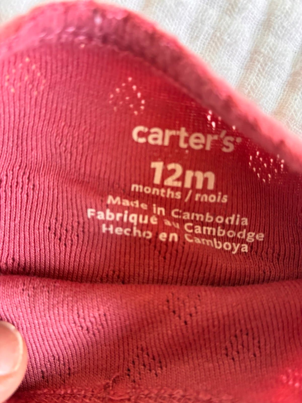 Carter’s 12M Pink Textured Long Sleeve Bodysuit Baby Girl One Piece - Thumbnail 2