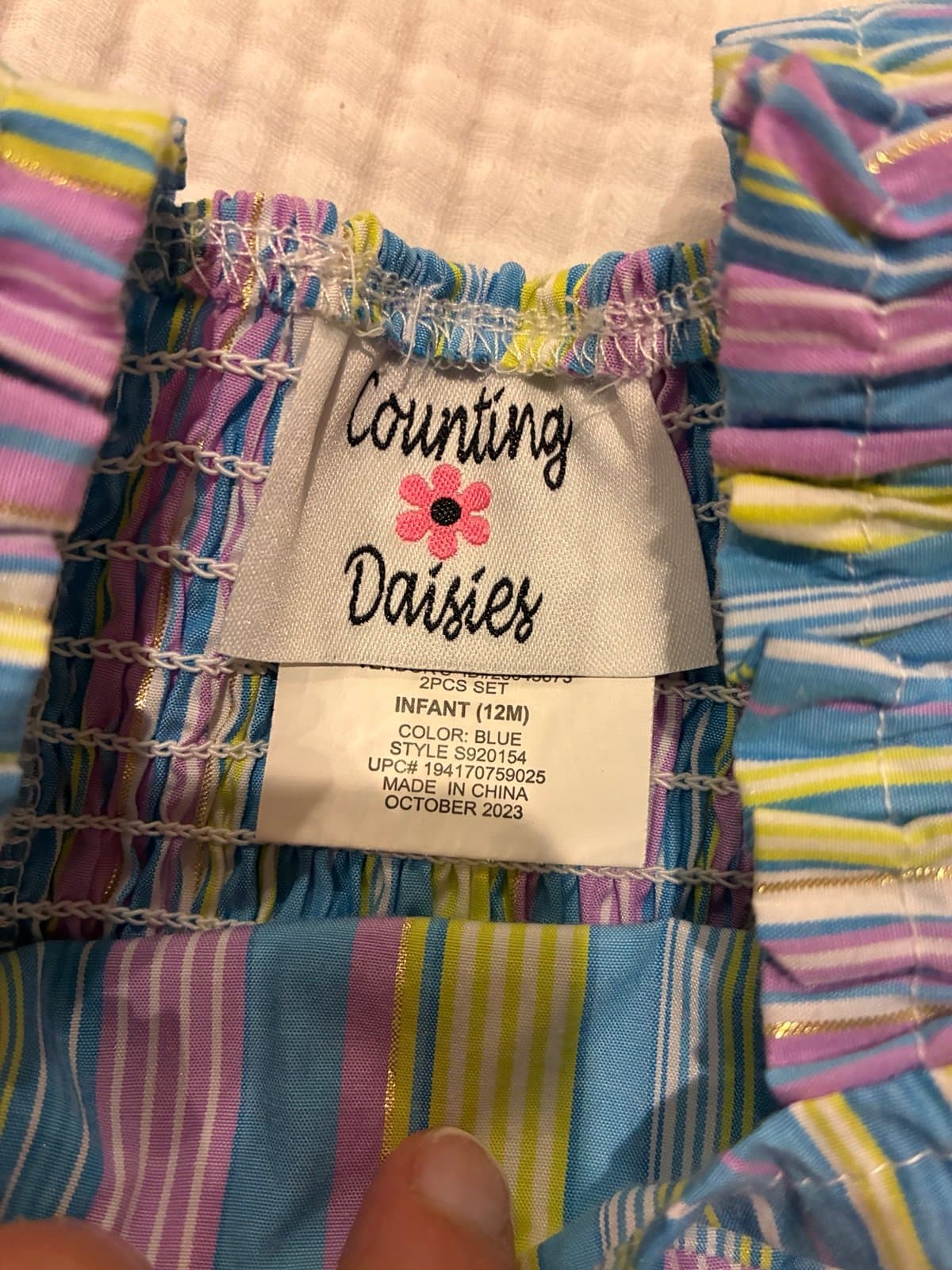 Counting Daisies 12M Baby Girl Dress Striped Ruffle Summer Spring Colorful - Thumbnail 2