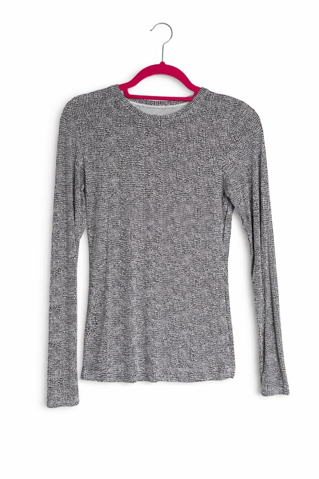 Cuddl Duds Softwear Stretch Top Small Black White Print Long Sleeve Lightweight - Thumbnail 2