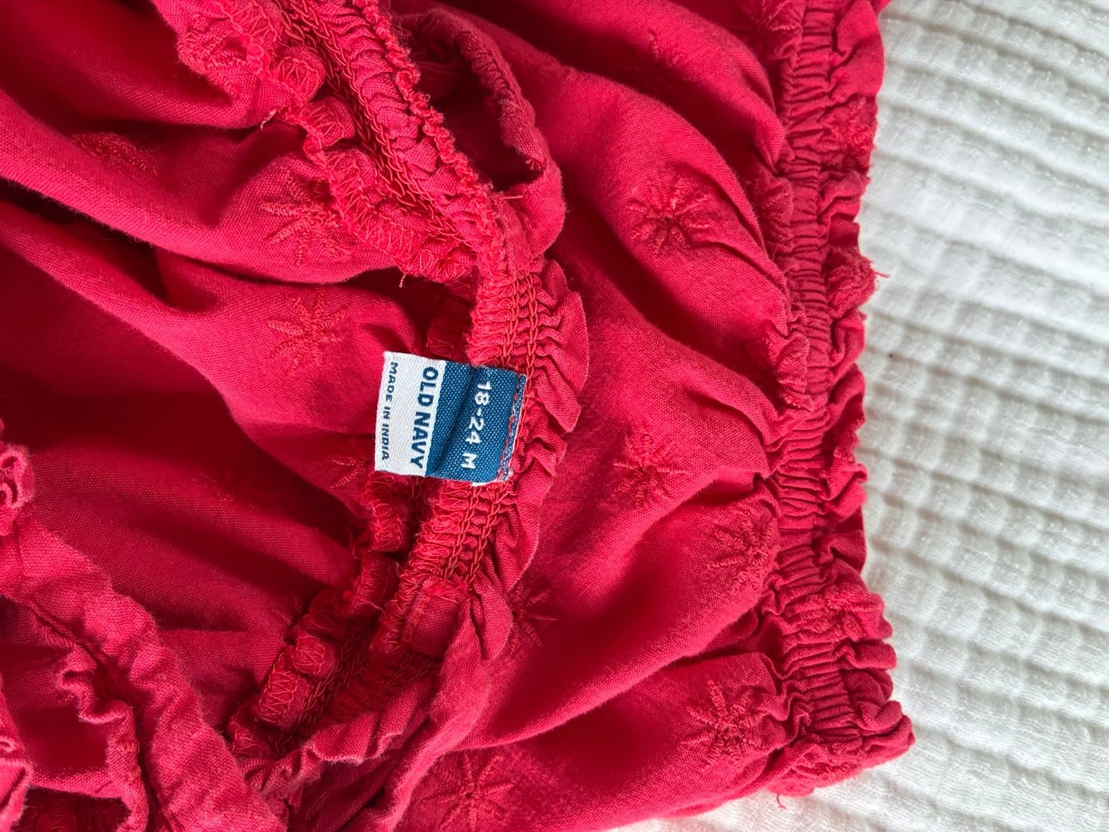 Old Navy Red/Pink Baby Outfit Set 18-24M Embroidered Boho Top Bloomers Summer - Thumbnail 2