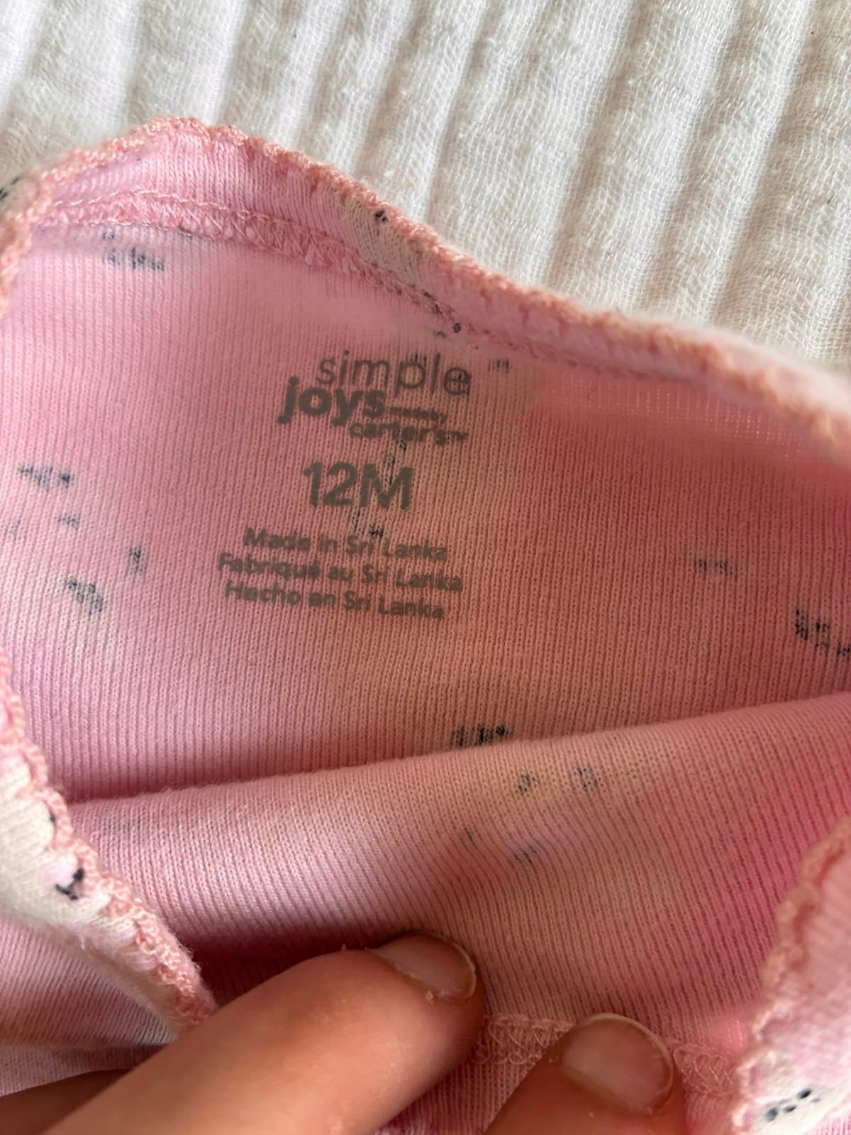 Carter’s Simple Joys Baby Girl 12M Pink Kitten Long Sleeve Onesie Bodysuit - Thumbnail 3