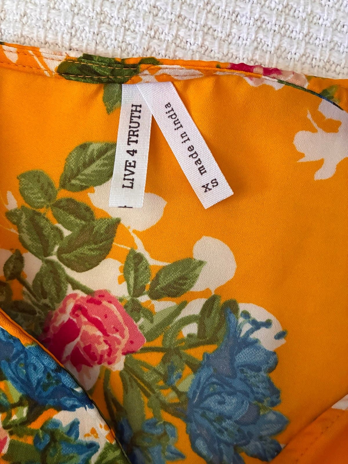 Live 4 Truth Floral Wrap Top XS Bright Golden Peplum Blouse Tie Waist Boho - Thumbnail 3