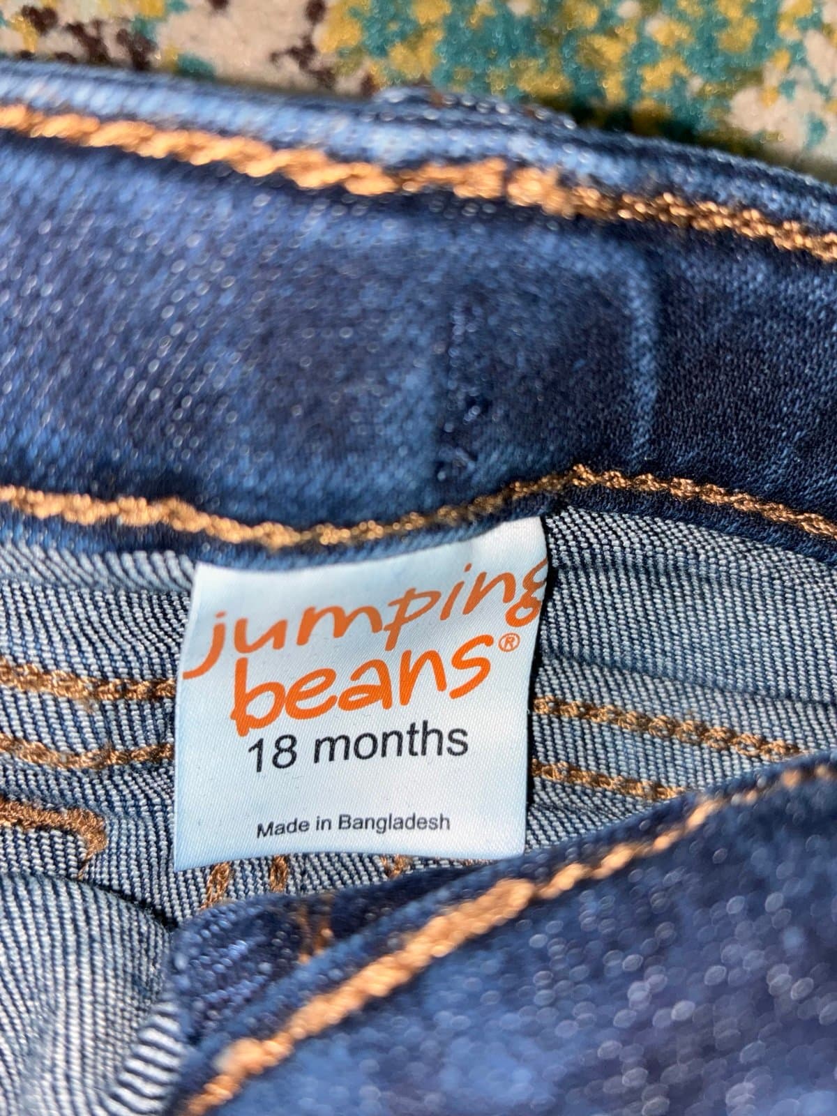 Jumping Beans 18M Girls Jeans Embroidered Floral Dark Wash Toddler Denim Pants - Thumbnail 4