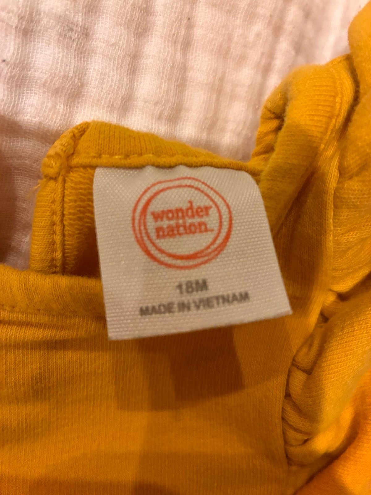 Wonder Nation Baby Girl Romper 18M Mustard Yellow Ruffle Long Sleeve Outfit - Thumbnail 3