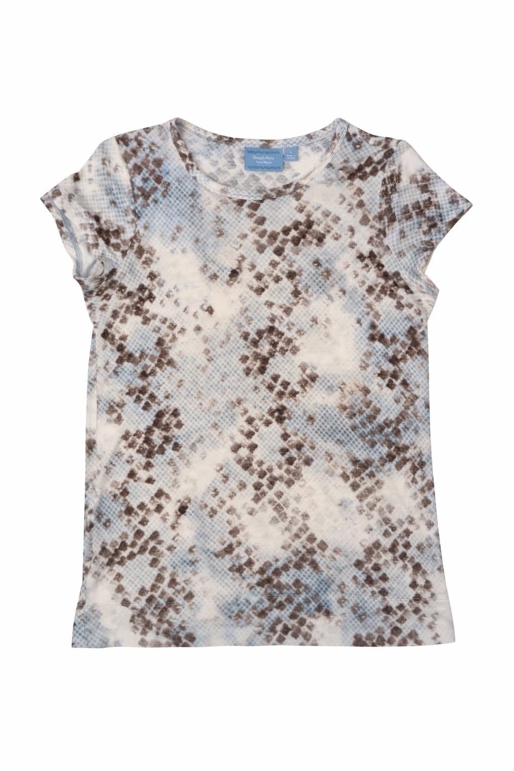 Simply Vera Vera Wang Snake Print Top Size Small Blue Brown Short Sleeve Tee - Thumbnail 2