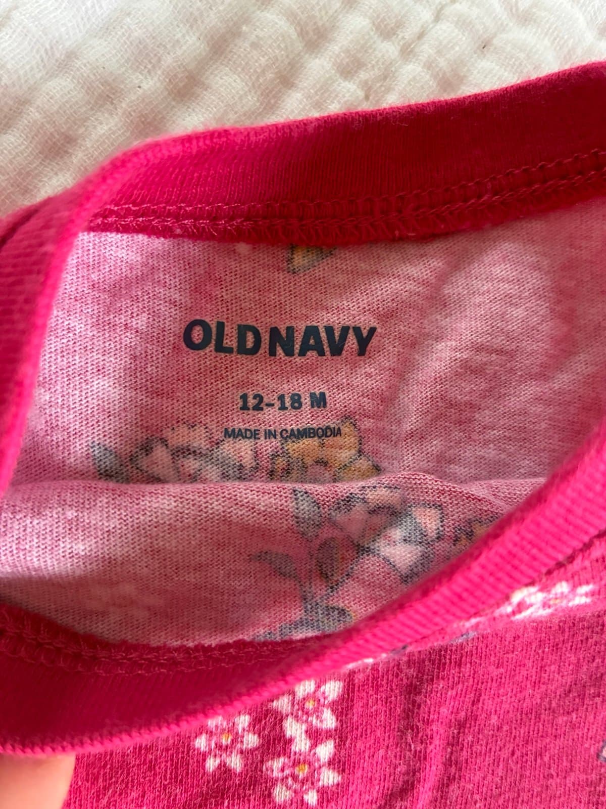 Old Navy Baby Girl Floral Dress 12-18M Pink Short Sleeve Spring Summer Toddler - Thumbnail 2
