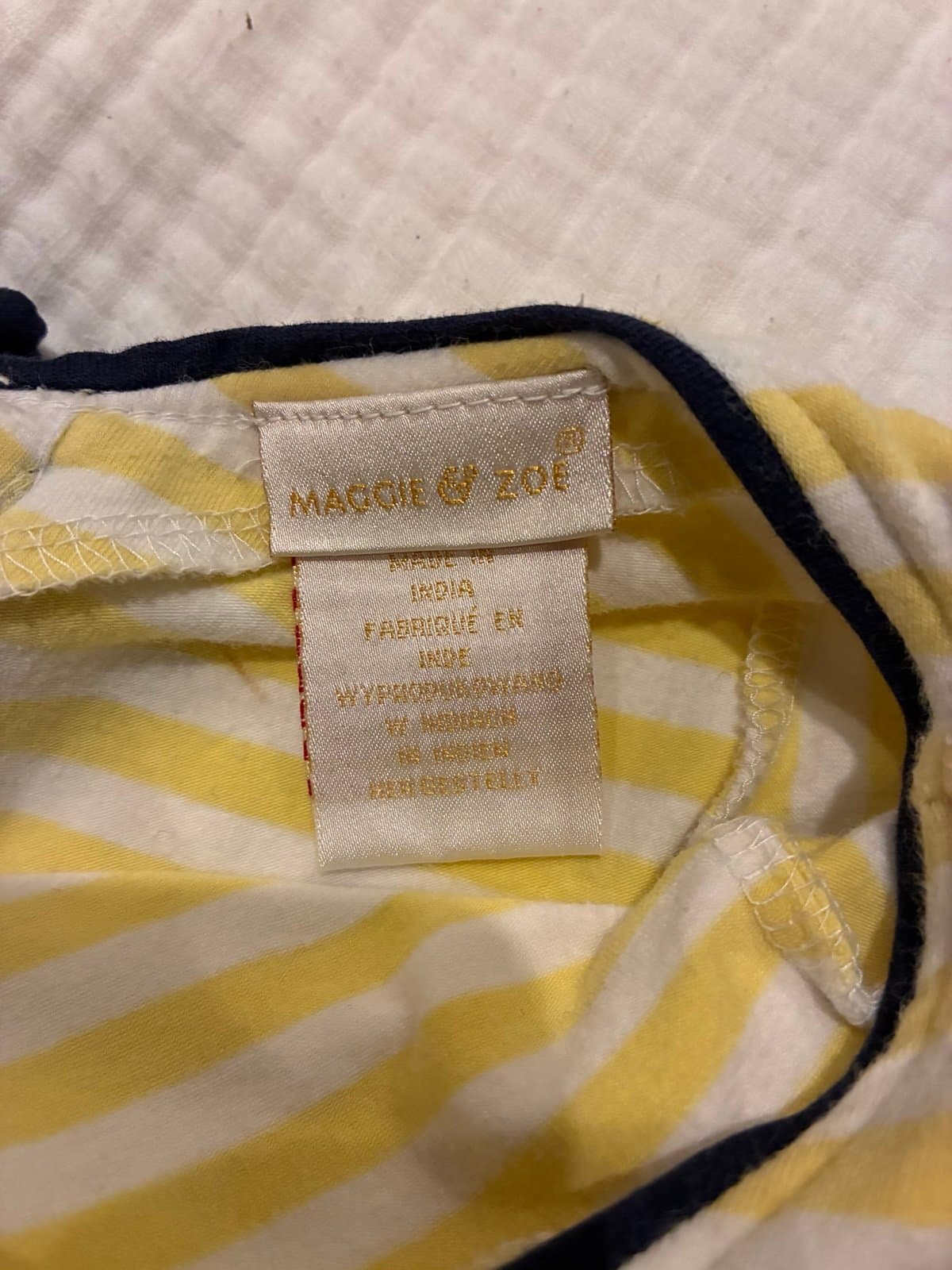 Maggie & Zoe Baby Girl Dress 12M Yellow Striped Summer Dress Cute Bow Back - Thumbnail 3