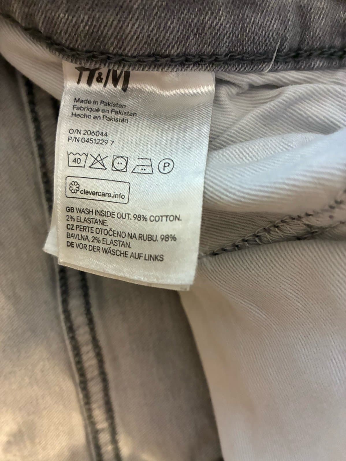 H&M Skinny Fit Jeans 33 Gray Stretch Denim Slim Tapered Modern Casual - Thumbnail 3