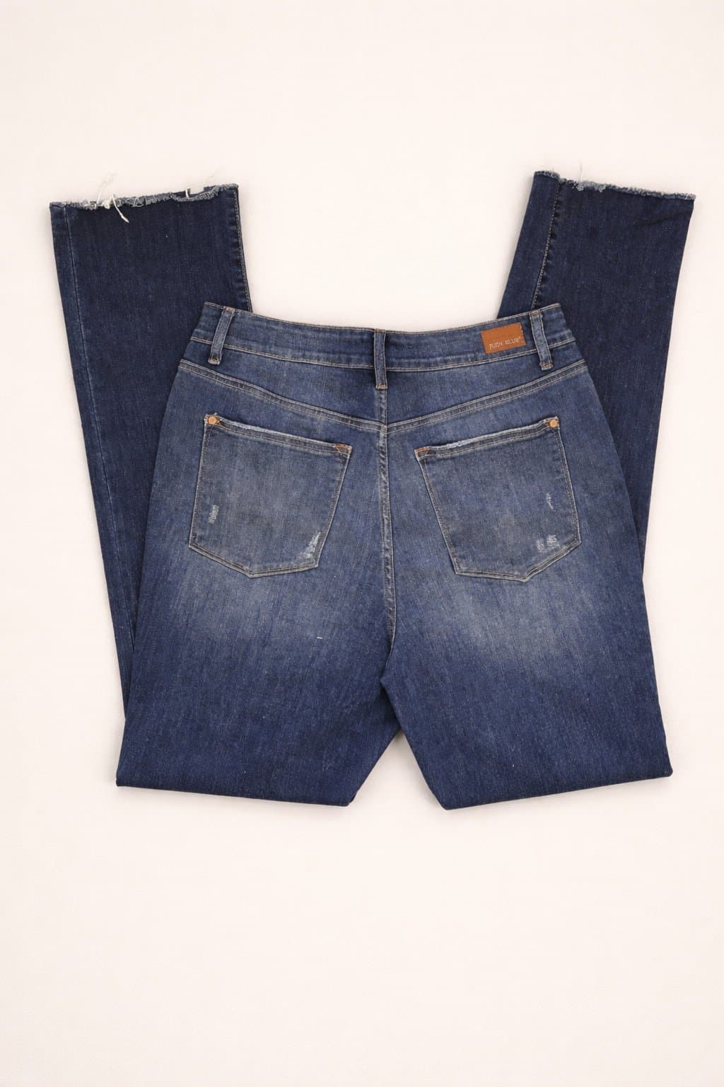Judy Blue Straight Fit Jeans Women’s 14W Distressed Dark Wash Stretch Denim - Thumbnail 2