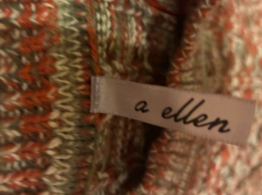 a ellen Knit Sweater Dress Rust Green Marled Long Sleeve Back Cutout Tie Boho - Thumbnail 3