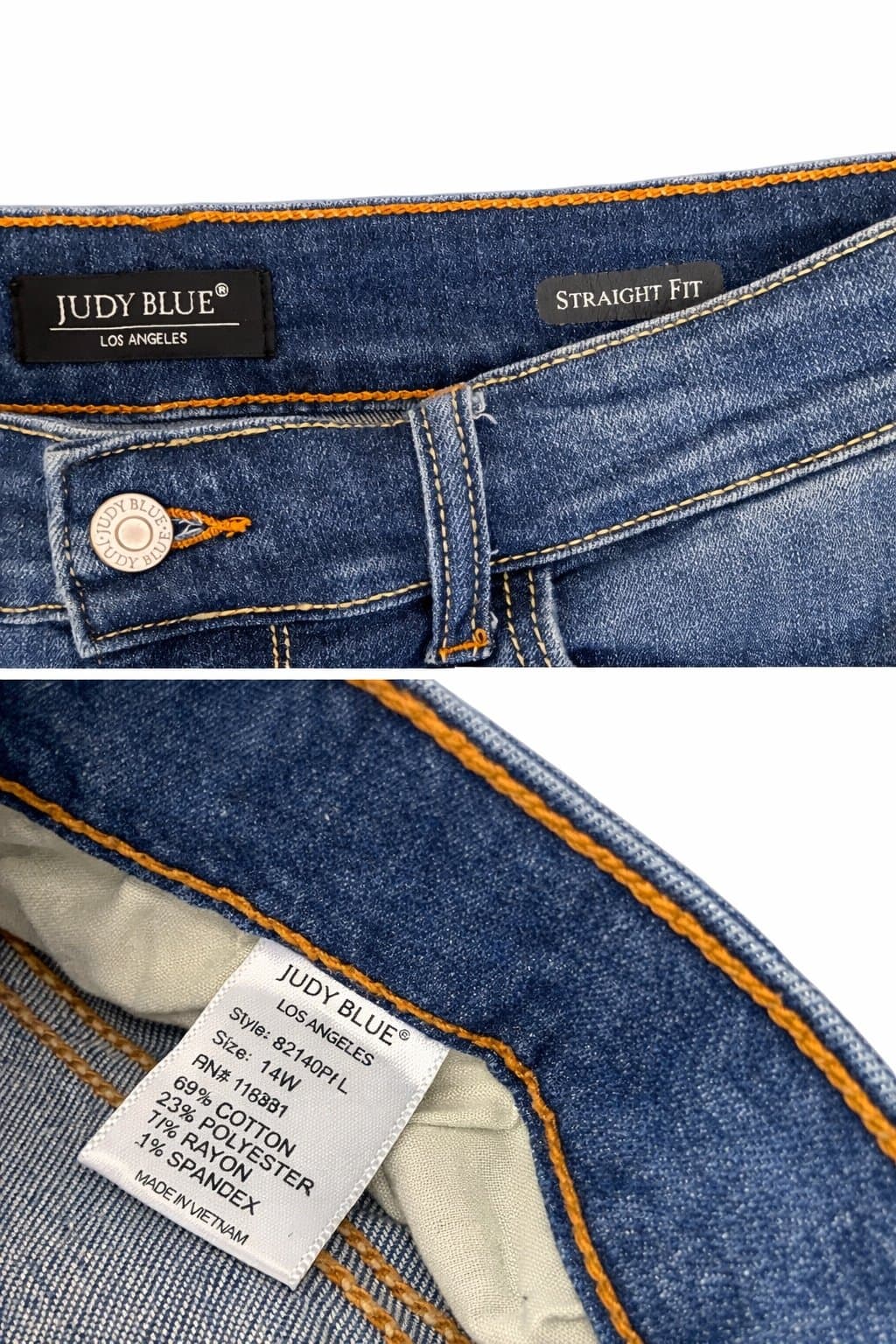 Judy Blue Straight Fit Jeans Women’s 14W Distressed Dark Wash Stretch Denim - Thumbnail 3
